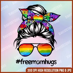messy bun rainbow free mom hugs women lgbt pride month png, free mom hugs png, mother day png, png file , png