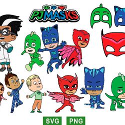 pj masks svg, pj masks catboy svg, pj masks owlette svg, pj masks gekko svg png