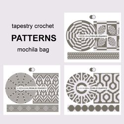 Wayuu mochila bag patterns / SET of 3 tapestry crochet patterns / 87