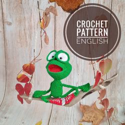 Pattern crochet soft toy Frog. Trinket. Soft toy for baby. Keychain for decorating a backpack.