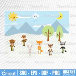 woodland animals clipart, forest animal clip art, wild cute garden fox rabbit bear graphic png download