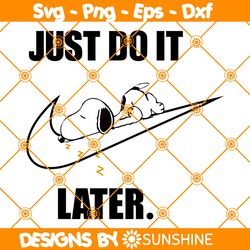 Snoopy x Nike Svg, Just Do it Later Svg, Logo Brand Slogan Svg, Cartoon Character Svg, File for Cricut