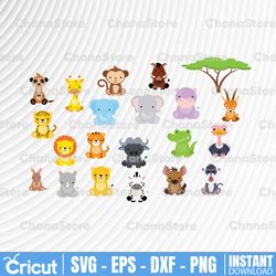 safari animals cute png, jungle animal png, zoo cute png, african animals png, animals digital papers