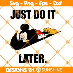 Mickey Mouse x Nike Svg, Just Do it Later Svg, Logo Brand Slogan Svg, Disney Cartoon Character Svg, File for Cricut