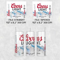 Coors Light Beer Tumbler Wrap, 20oz Skinny Tumbler, Coors Light Beer Tumbler Wrap Png, White Beer Wrap Png