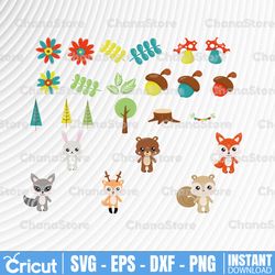 woodland forest animals svg png, woodland animals svg , animal clipart, vector graphics, digital