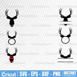 deer head silhouette svg bundle, antler silhouette svg, hunting svg, deer head svg, deer head clipart, antler clipar
