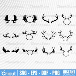 deer head silhouette svg bundle, antler silhouette svg, hunting svg, deer head svg, deer head clipart, antler clipar