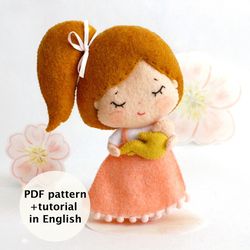 Felt mama doll with baby hand sewing PDF tutorial with patterns, DIY Mother's day gift. Expecting mom gift pattern