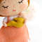 Felt Mother day toy gift - mama doll in the sundress with a baby in her hands, close up view