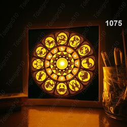zodiac signs paper cut light box template, shadow box, 3d papercut lightbox svg file diy, cutting cricut