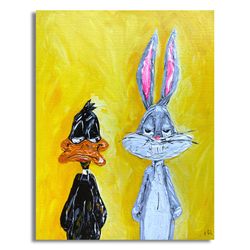 Bugs Bunny Daffy Duck Poster, Bugs Bunny Daffy Duck Print on paper, Looney Tunes Wall Art, Looney Tunes Poster,