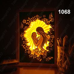 motherhood paper cut light box template, shadow box, 3d papercut lightbox svg file diy, cutting cricut