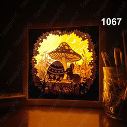 easter bunny eggs paper cut light box template, shadow box, 3d papercut lightbox svg file diy, cutting cricut