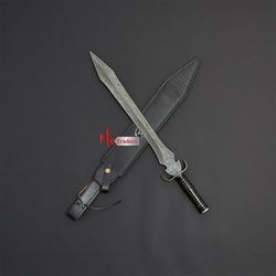custom handmade damascus steel dagger hunting swords with  leather sheath hand forged swords gift swords mk3706m