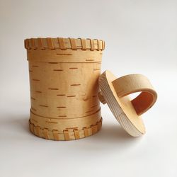 Small jar of birch bark for the kitchen in a natural handmade version