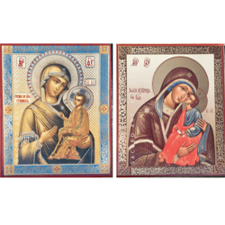 Virgins Hodegetria and Eleusa | A set of  2 medium Orthodox icons of Russian  Virgin