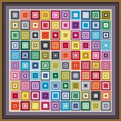 Abstract rectangle design, cross stitch pattern, Geometric pattern, raibow colors, PDF, instant download, Geo104