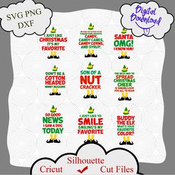 elf quotes bundle svg, png dxf, buddy the elf svg, movie quotes editable svg, elf svg, elf shirt design, cricut, shirt