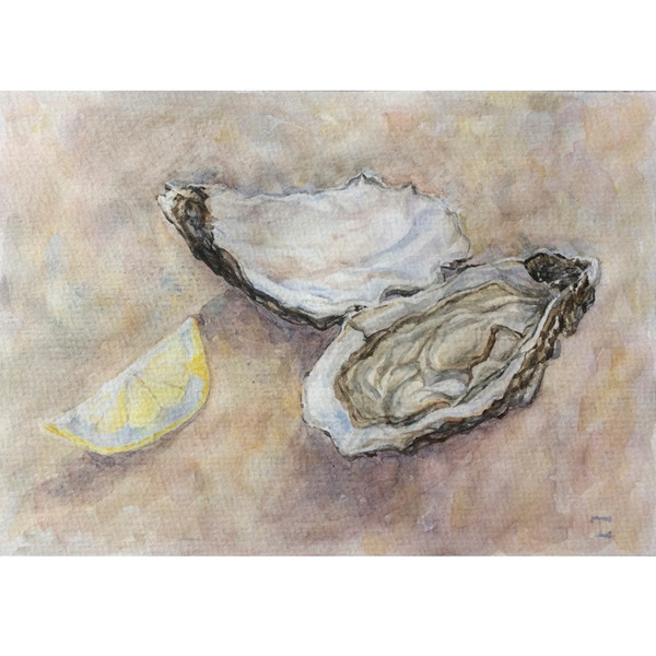 oysters with lemon, 12,5x17,5 cm watercolor painting.jpg