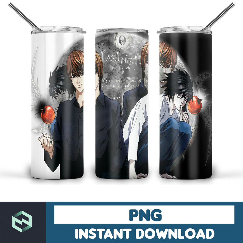 Death Note tumbler design, 20 oz skinny tumbler design, sublimation image, tumbler wrap, Death Note cup, Death Note sublimation, tumbler (4).jpg