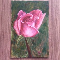 "Rose" oil small painting flower stilllife original wall art picture artwork floral