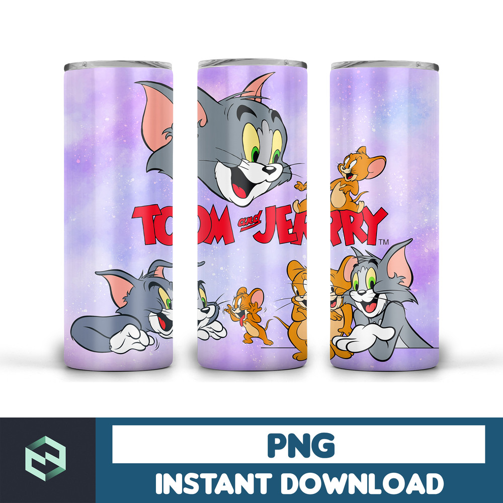 Tom and Jerry tumbler design, 20 oz skinny tumbler design, sublimation image, tumbler wrap, tom and jerry cup, tom and jerry sublimation (5).jpg