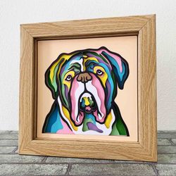 Dog 3D Layered SVG For Cardstock/ Colorful Dogue de Bordeaux 3D SVG/ 3D Dog Pop Art/ Dog Papercraft SVG/ Pet Memorial