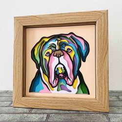dog 3d layered svg for cardstock/ colorful dogue de bordeaux 3d svg/ 3d dog pop art/ dog papercraft svg/ pet memorial