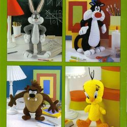 Bugs Bunny, Taz, Sylvester and Tweety Crochet patterns - Vintage pattern PDF Instant download