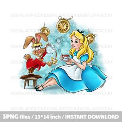 Alice in Wonderland Digital Clipart Png Sublimation design