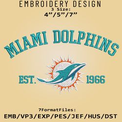 Miami Dolphins embroidery design, NFL Logo Embroidery Files, NFL Dolphins, Machine Embroidery Pattern, Digital Download