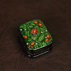 Colorful lacquer box with ladybug decorative ring box
