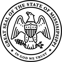 GREAT SEAL OF THE STATE OF MISSISIPSIPPI Black white vector outline or line art file for cnc laser cuttin