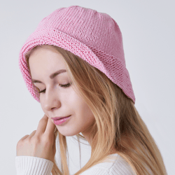 Cotton bucket hat. Light pink color