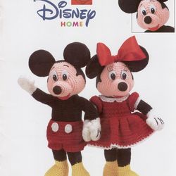 Mickey and Minnie Mouse Crochet pattern - Stuffed Toy Vintage pattern PDF Instant download