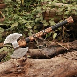 dual-bladed viking fury: custom handmade double headed vikings axe - high carbon steel forged battle axe