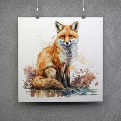 beautiful fox painting - download and print