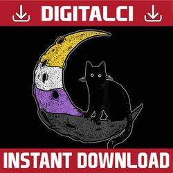 nonbinary moon space cat lgbt pride with nb non-binary flag lgbt month png sublimation design