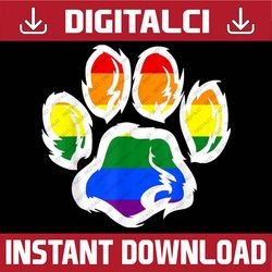 rainbow pride furry dog paw print lgbt month png sublimation design