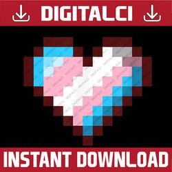 gaymer lgbt retro pride transgender gamer pixel heart lgbt month png sublimation design