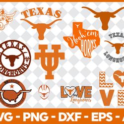 texas longhorns svg bundle, texas longhorns svg, sport svg, ncaa svg, png, dxf, eps digital file