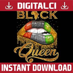 black queen lips glitter & gold red green pan african flag black history, black power, black woman, since 1865 png subli