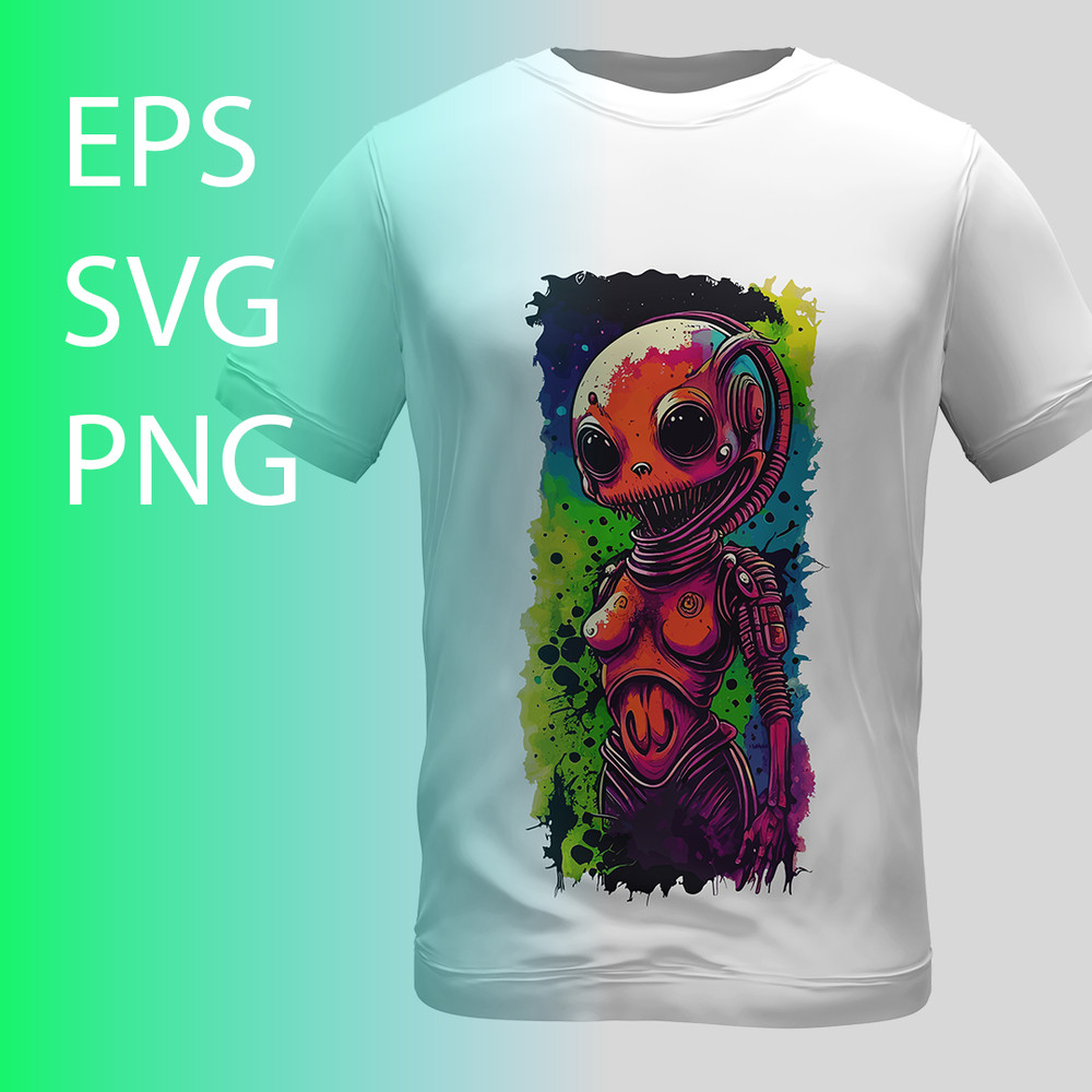 Invasion of the Aliens Horror T-Shirt Design template mockup.jpg