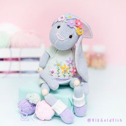 Knitted toy Pattern, Amigurumi Bunny Bead, Knitted Bunny Pattern, Knitting Toys Pattern