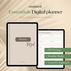 Undated Digital Planner - Digital Planning, Personal Planner, Notability Planner, Minimal Planner, iPad Planner
