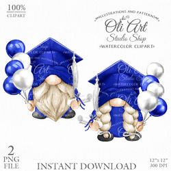 Graduation Gnome Clipart. University alumni. Hand Drawn Graphics, Instant Download. Digital Download. OliArtStudioShop