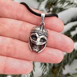Viking Skull Warrior Necklace, Sterling Silver, Made to order