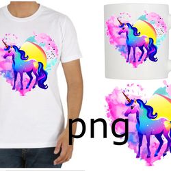 sublimation of a beautiful unicorn on the background of a heart