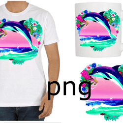 Sublimation of a beautiful dolphin on the background of the heart-2